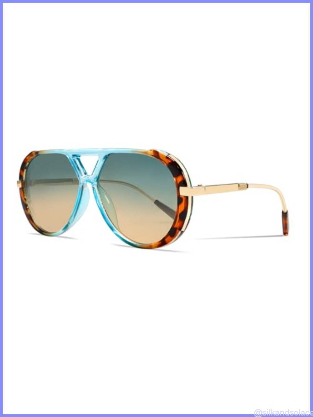 Oversized Retro Aviator Sunglasses Gold Metal Frame UV Protection